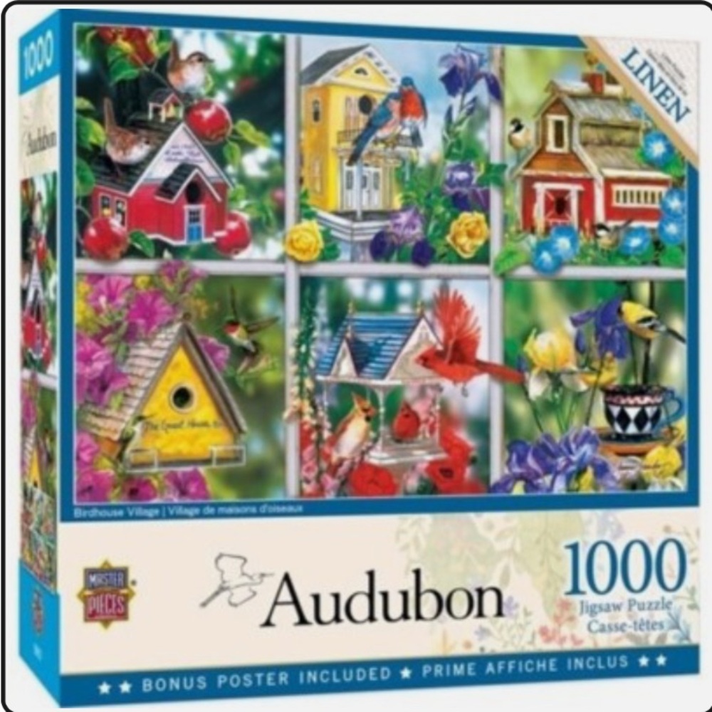 Master Pieces Audubon “Birdhouse Village” 1000-Pieces Jigsaw Puzzle (EUC)